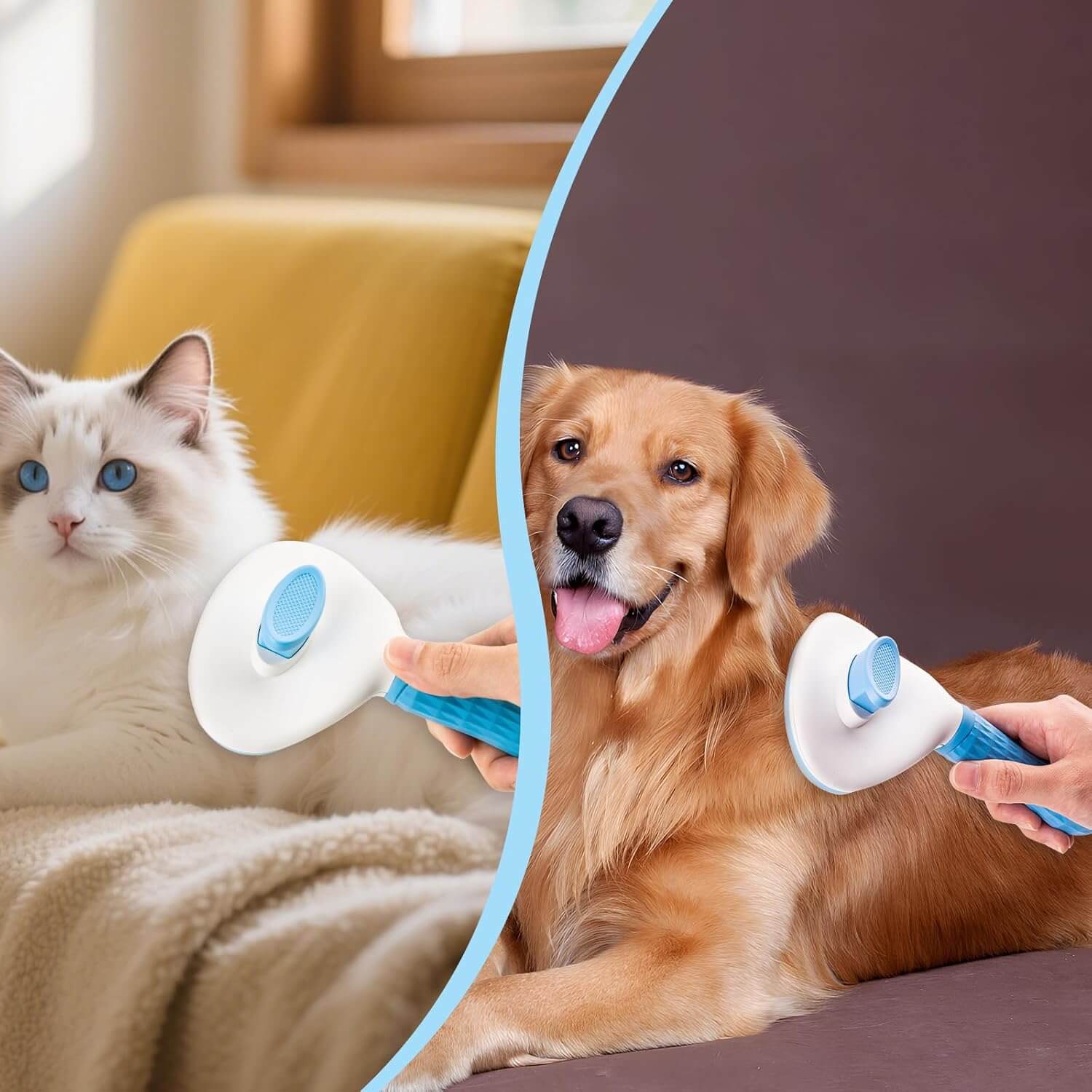 Upgraded Pet Grooming Brush for Dogs & Cats