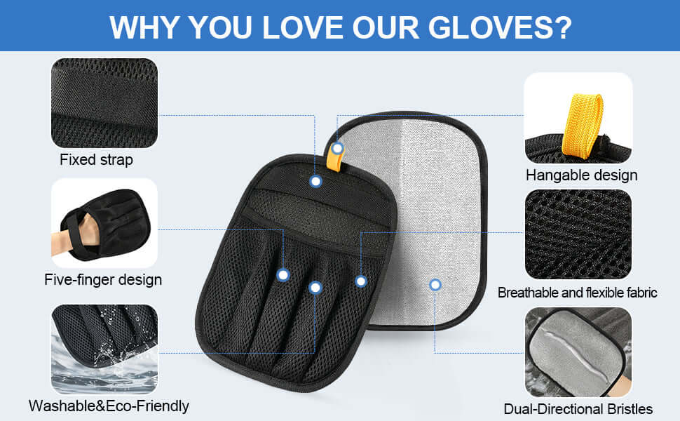  Upgraded Pet Hair Removal Gloves for Dogs & Cats 