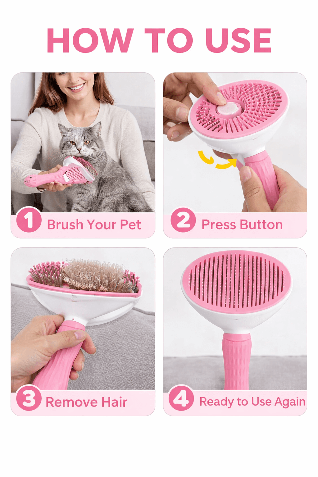 Upgraded Pet Grooming Brush for Dogs & Cats