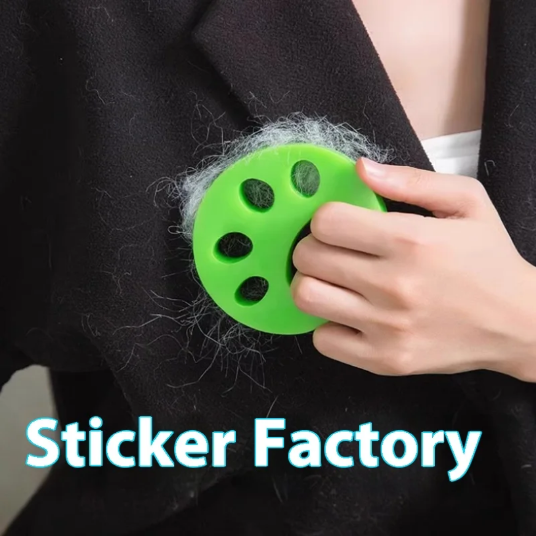 Green hair removal device being used on a person's arm with visible hair. FurZapper Pet Hair Remover for Laundry
