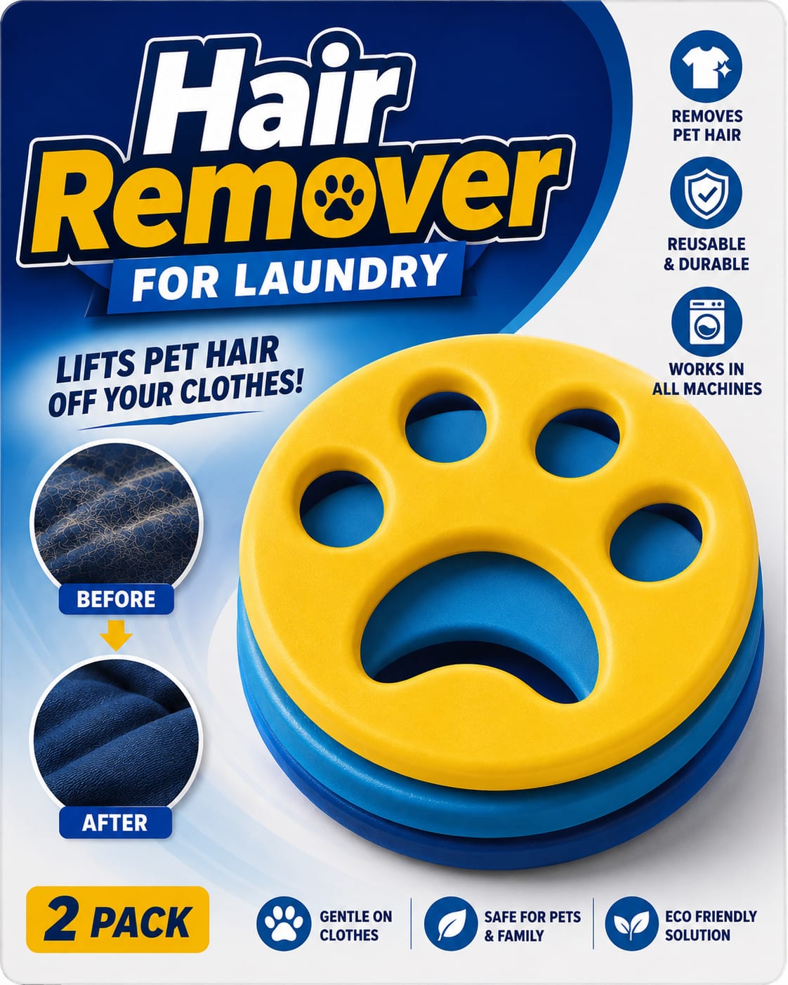 FurZapper Pet Hair Remover for Laundry – Reusable Silicone Lint Remover, 2 Pack